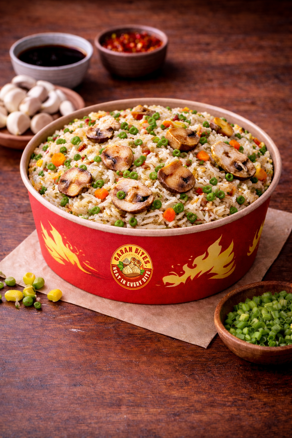 MASHROOM CHILLI GARLIC RICE