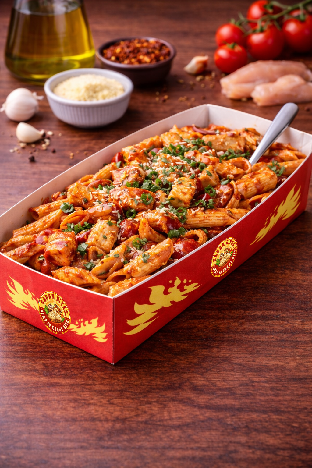 CHICKEN PASTA WHITE & RED SAUCE